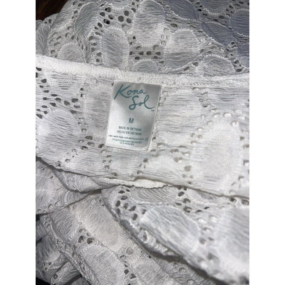 Kona Sol Swim Cover‎ Up White Eyelet Womens Sz M - Picture 4 of 4
